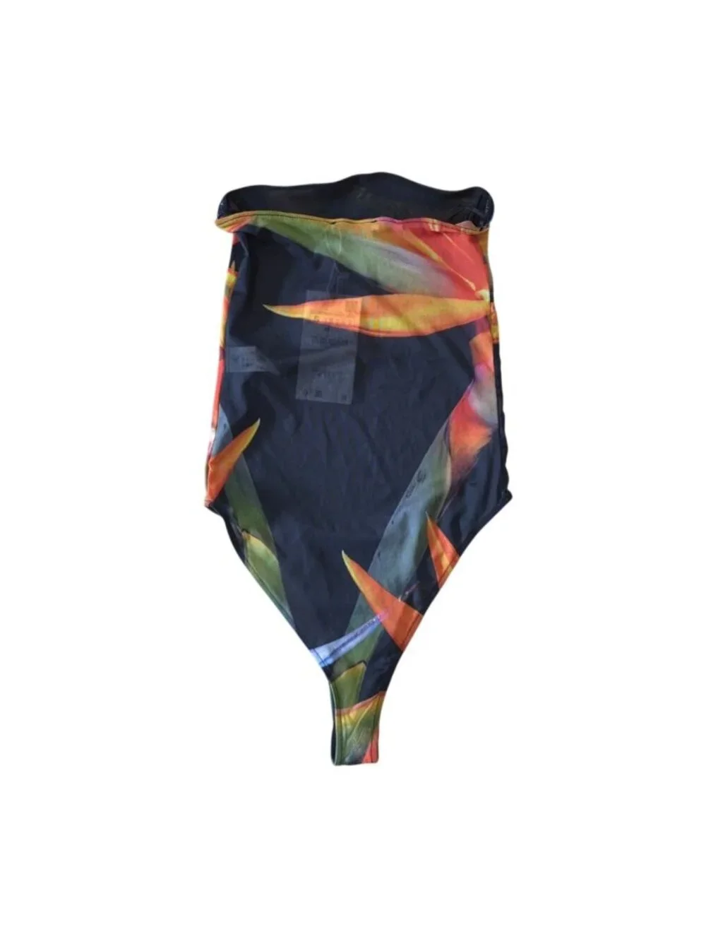 Zara Tropical Print Strapless One Piece Swimsuit Bandeau Multicolor